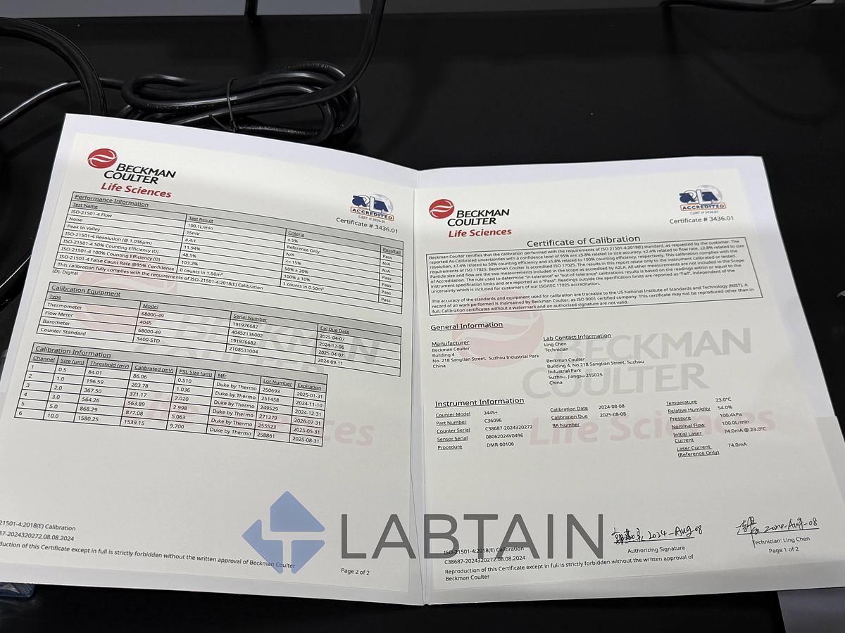 Used Beckman Coulter MET ONE 3445+ Portable Air Particle Counter 100 LPM Used