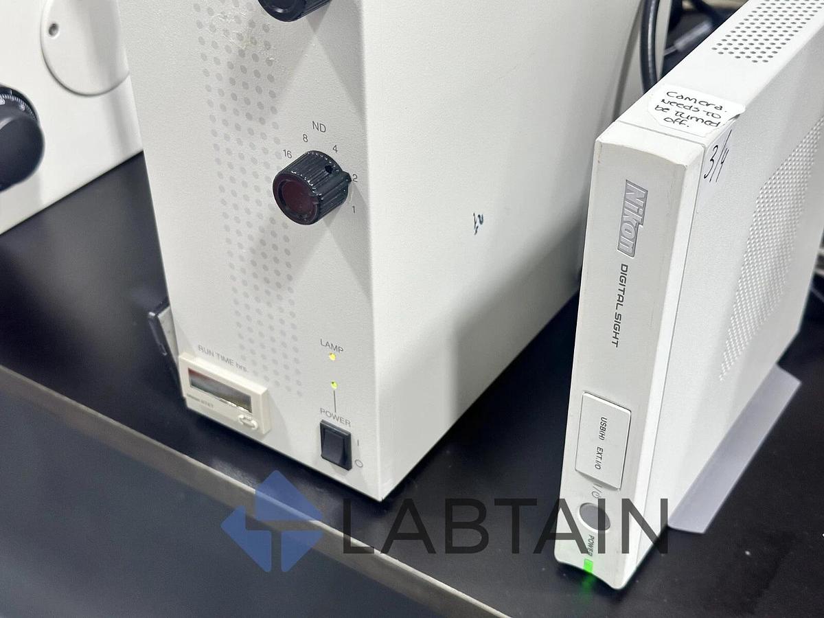 Used Nikon Ti-S/L100 Inverted Research Phase Contrast Microscope – 4 Objectives – Powers On – Good Condition