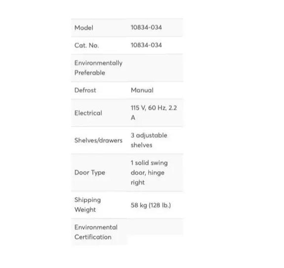 VWR Freestanding Undercounted Lab Freezer , 4cu. Ft | HCUCFS0440 | 10834-034
