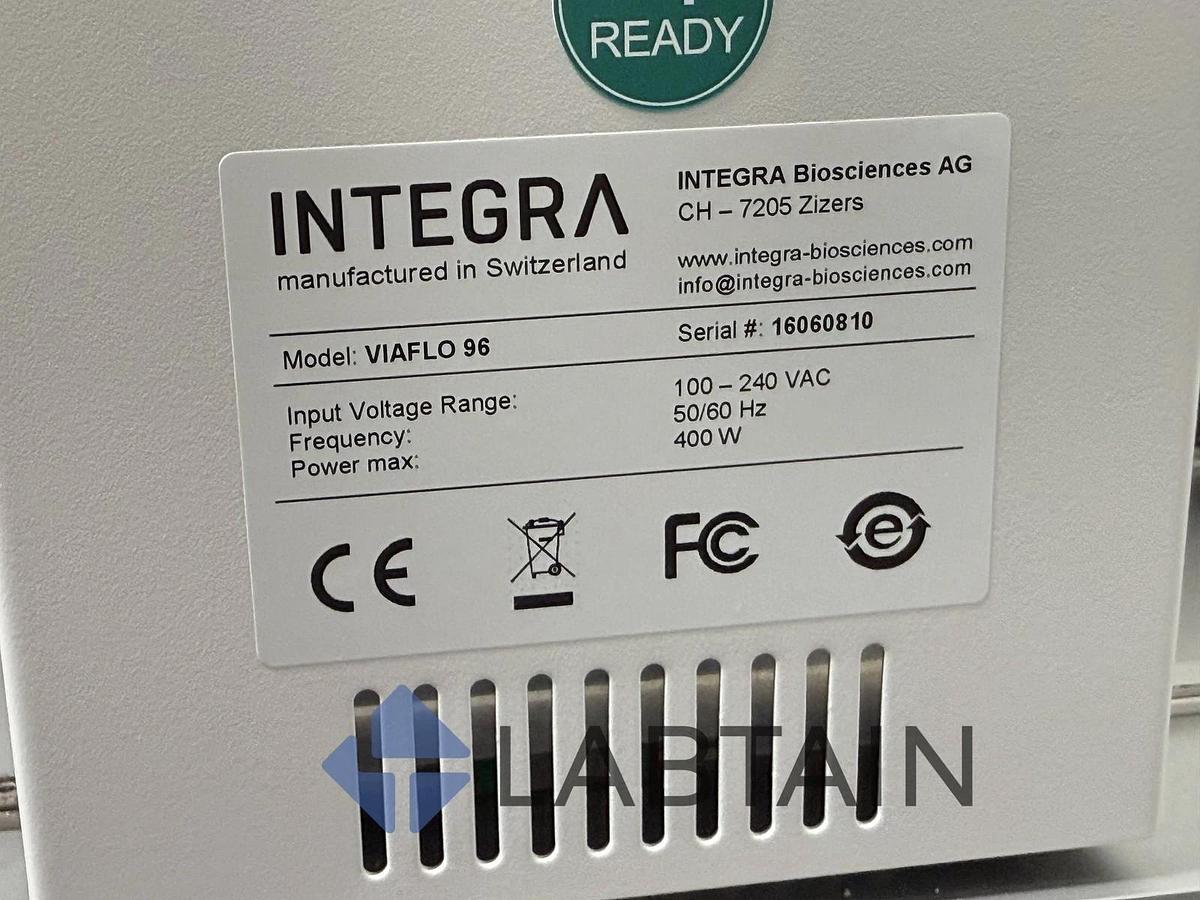Used Integra VIAFLO 96 Automated Pipetting System – w/ 1250 µL 96-Channel Pipetting Head – S/N 16060810 – Tested