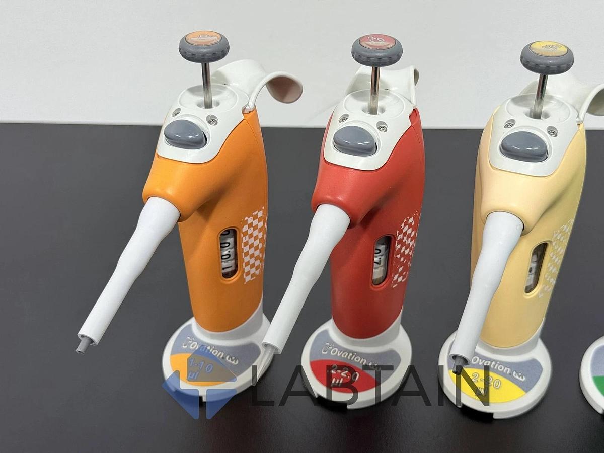 Used Lot of 6 VistaLab Ovation Adjustable Pipetts - Ergonomic Micropipettors, 1-1000