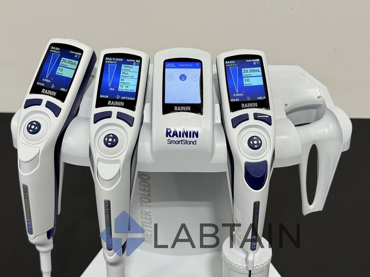 Used Rainin SmartStand SCS-B with (3) E4 XLS Electronic Pipettes - Metter Toledo