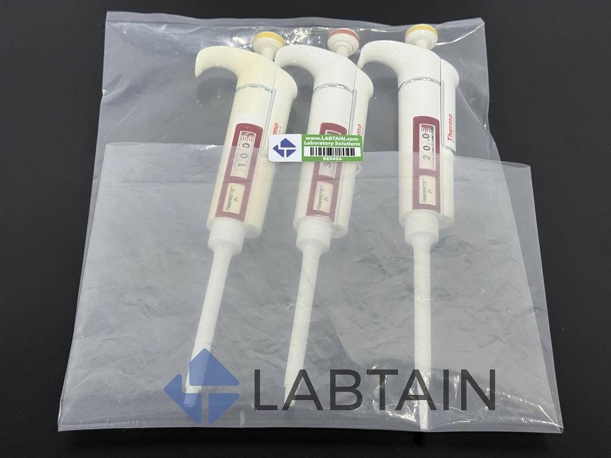 Used Lot of 3 Thermo Scientific Finnpipette F1 Manual Pipettes - Adjustable Volume