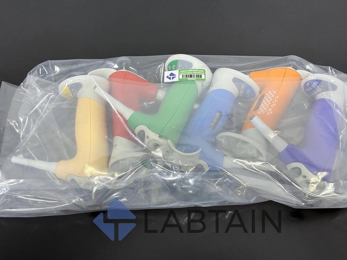 Used Lot of 6 VistaLab Ovation Adjustable Pipetts - Ergonomic Micropipettors, 1-1000