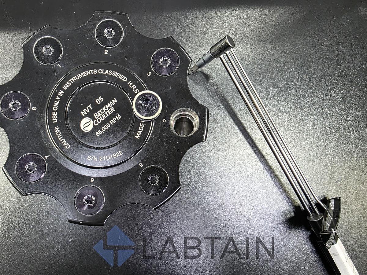 Used Beckman Coulter NVT 65 Near-Vertical Ultracentrifuge Rotor 65,000 RPM 8x13.5mL