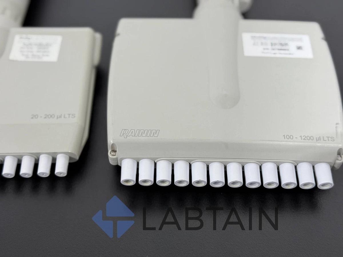 Used Lot of 2 Rainin Pipet-Lite XLS+ LTS 12-Channels Pipette 20-200ul and 100-1200ul