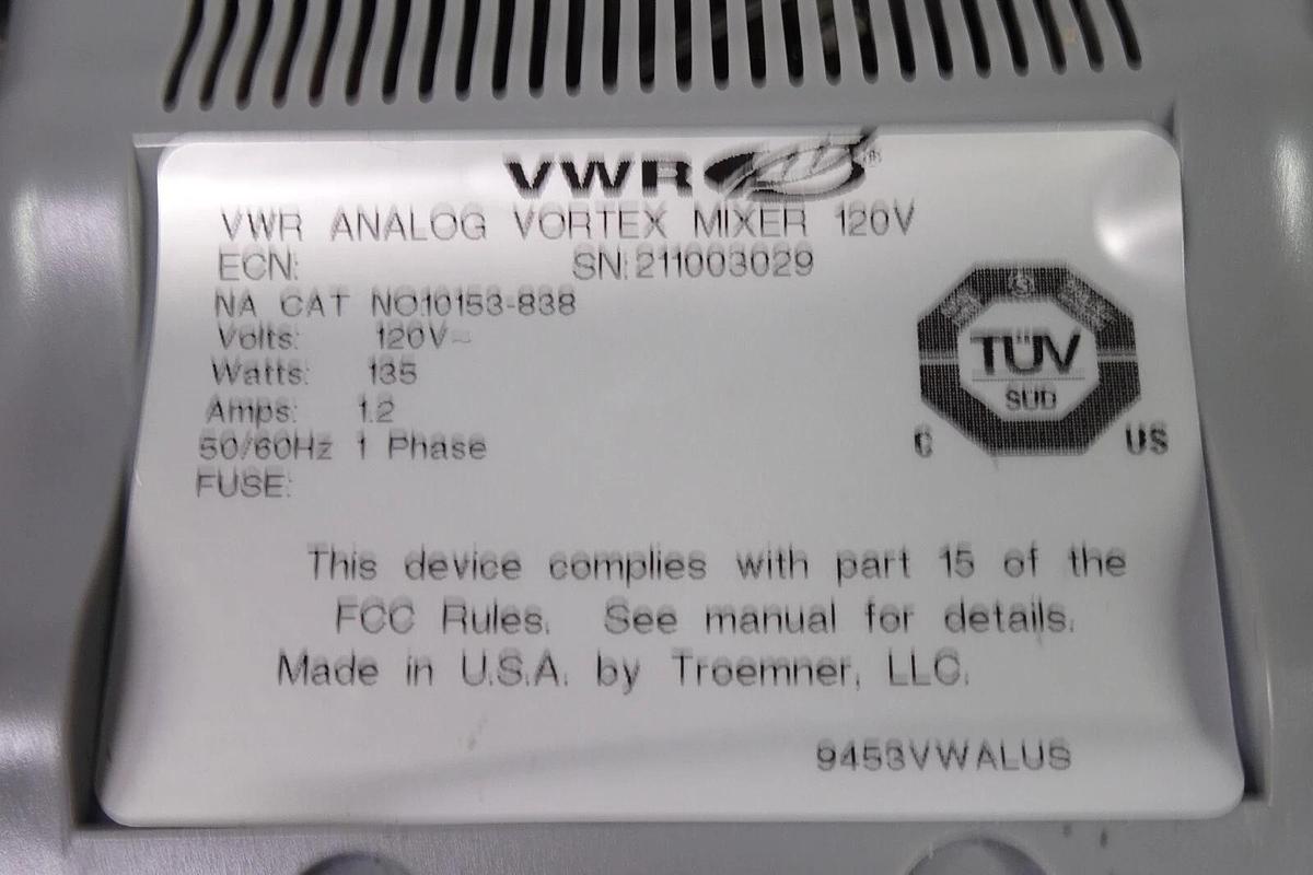 Used VWR Analog Vortex Mixer Model 10153-838