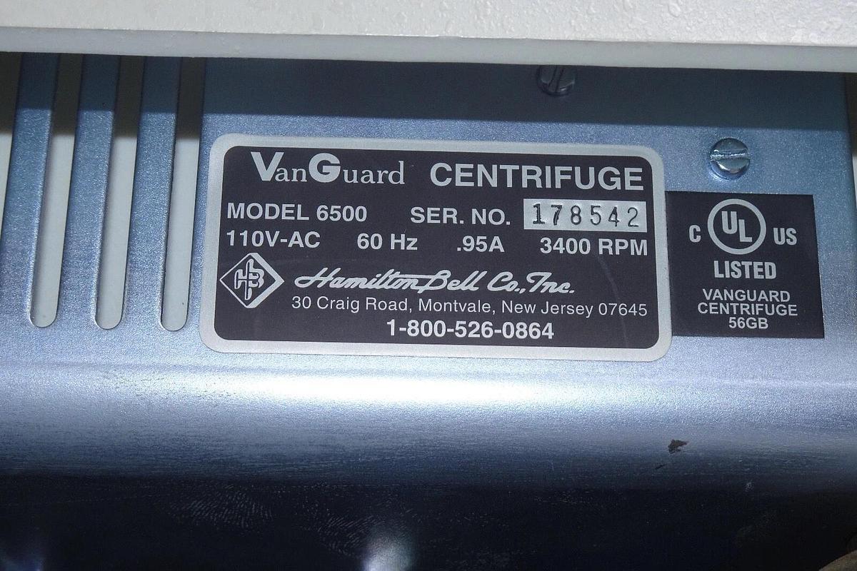 Used VanGuard V6500 Centrifuge 178542 – Tested