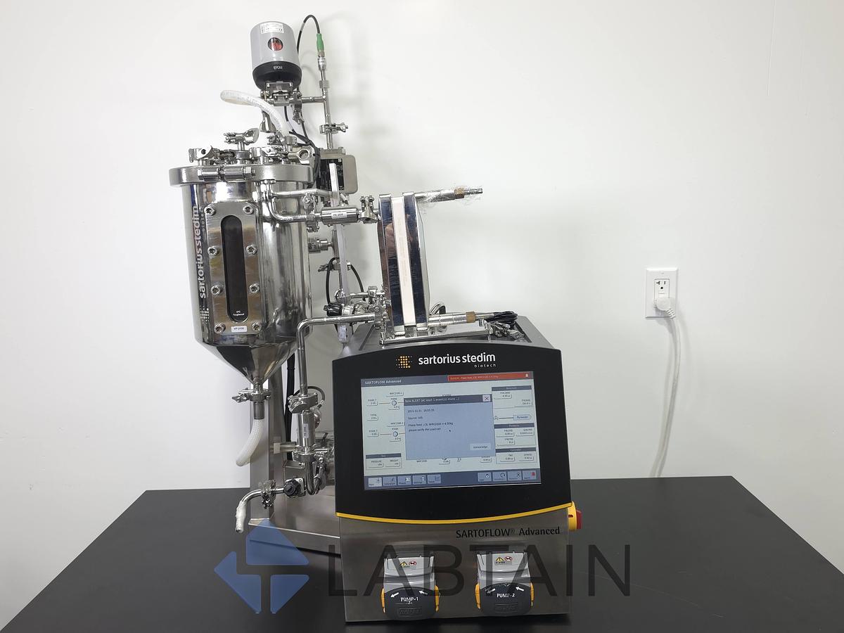Used Sartorius Stedim SARTOFLOW Advanced Benchtop TFF Crossflow System, 10 L SS Vessel, 0.1–2.1 m², Used/Inspected