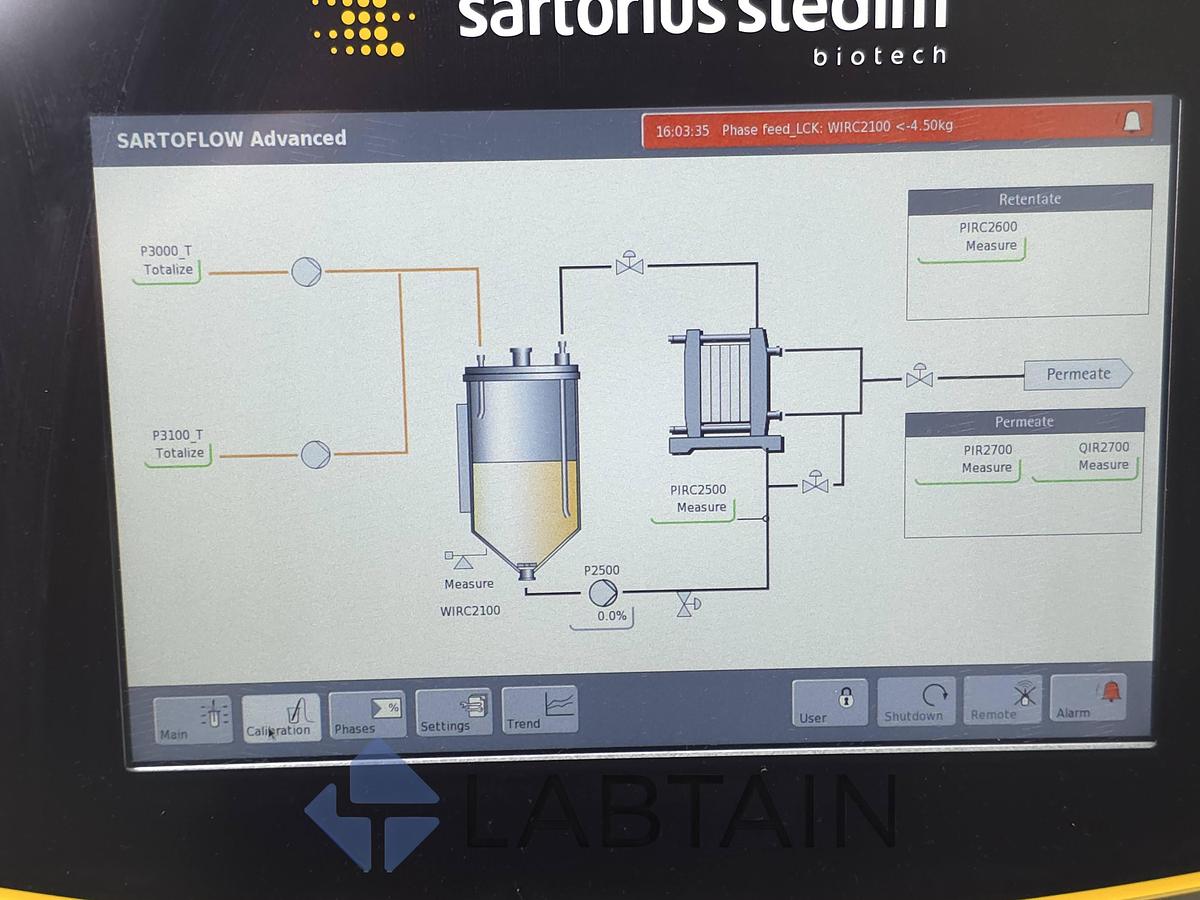 Used Sartorius Stedim SARTOFLOW Advanced Benchtop TFF Crossflow System, 10 L SS Vessel, 0.1–2.1 m², Used/Inspected
