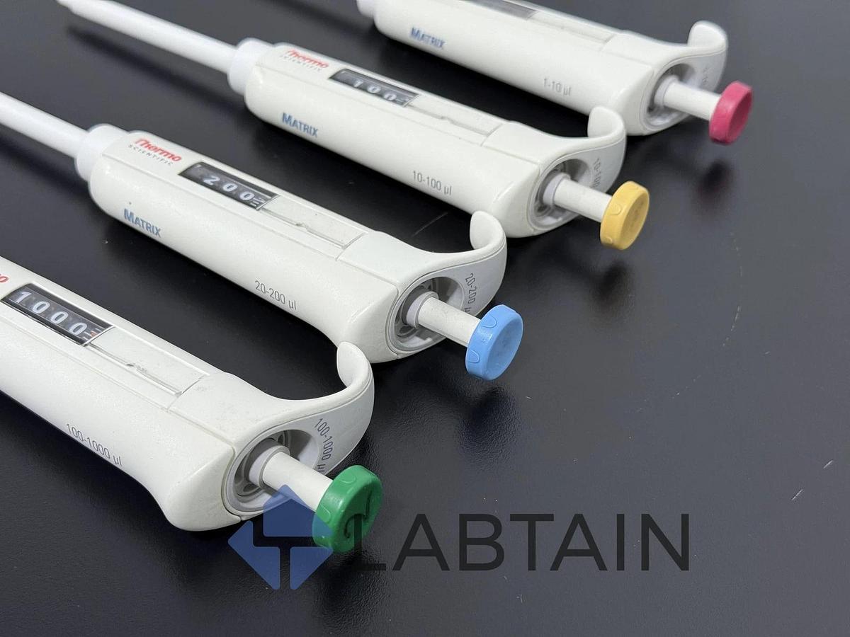 Used Lot of 4 Thermo Scientific Matrix / Rainin Manual Pipettes - Adjustable Volume