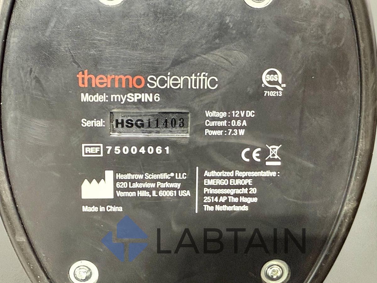 Used Thermo Scientific mySPIN 6 Mini Centrifuge 6000 RPM 75004061 w/ Rotor Used