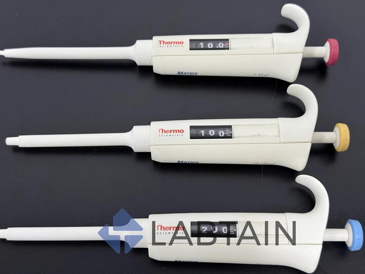 Used Lot of 4 Thermo Scientific Matrix / Rainin Manual Pipettes - Adjustable Volume