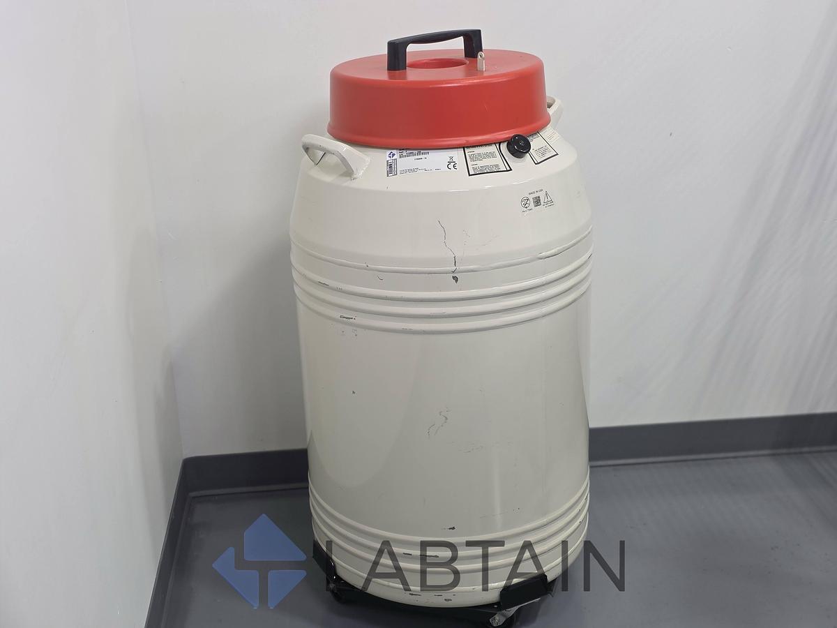 Used Thermo Scientific Locator 4 Plus LN2 Cryogenic Storage Dewar w/ Roller Cart Used