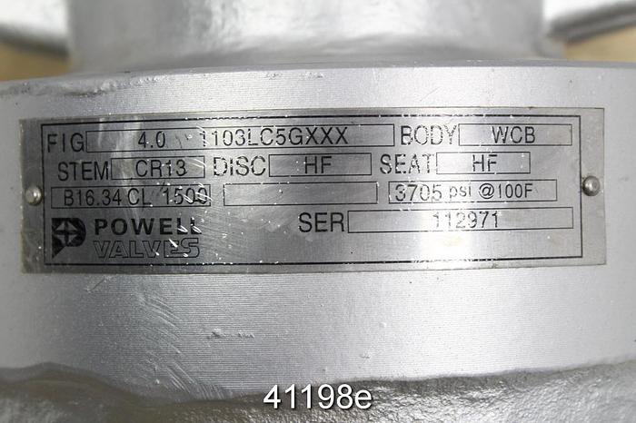 Used Powell 4" Hand Operated Globe Valve, WCB Body #41198