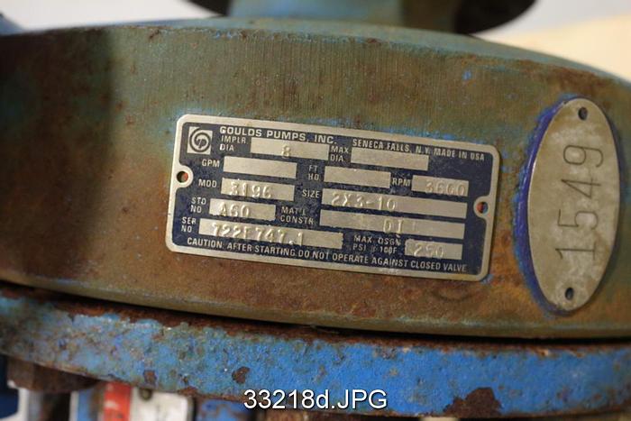 Used Goulds 3196 2x3x10 Pump #33218