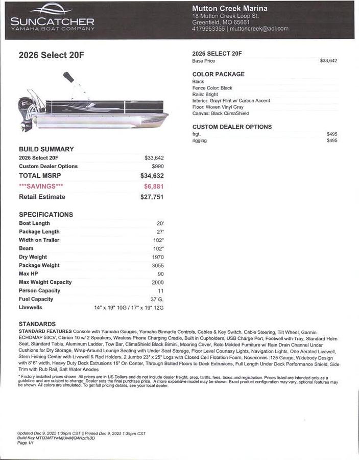 2026 SunCatcher Select 20F