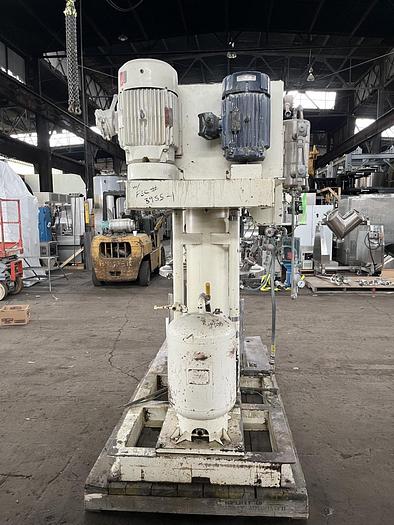 Used 100 GALLON ROSS TRIPLE MOTION MIXER - MODEL PVM-100 - S/S - VACUUM - 2 MIX CANS - WITH DISCHARGE RAM