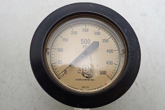 Used 3D Instruments 25502-27B11 0-500 PSI Pressure Gauge