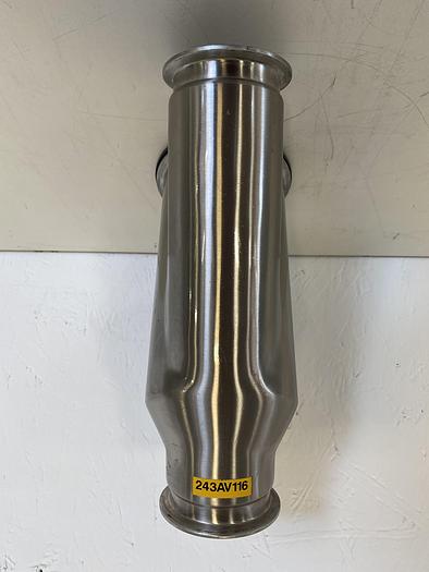 Used Stainless Steel Tri-Clamp Lateral Reducer w/ 2 3" Sanitary Fittings & 1 5" OD