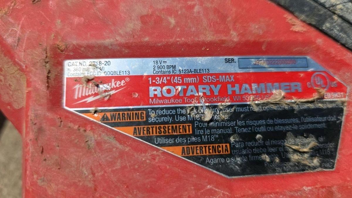 Used Milwaukee 1 3/4" Cordless Rotary Hammer