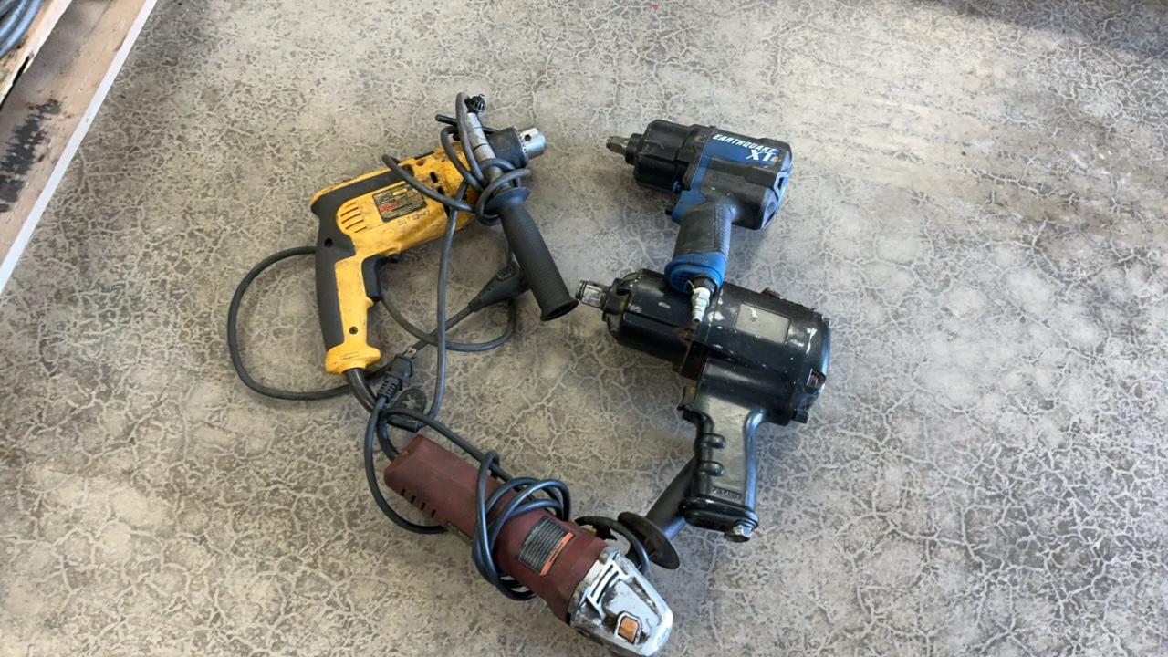 Used Hammer Drill, 4 1/2” Angle Grinder and Impacts