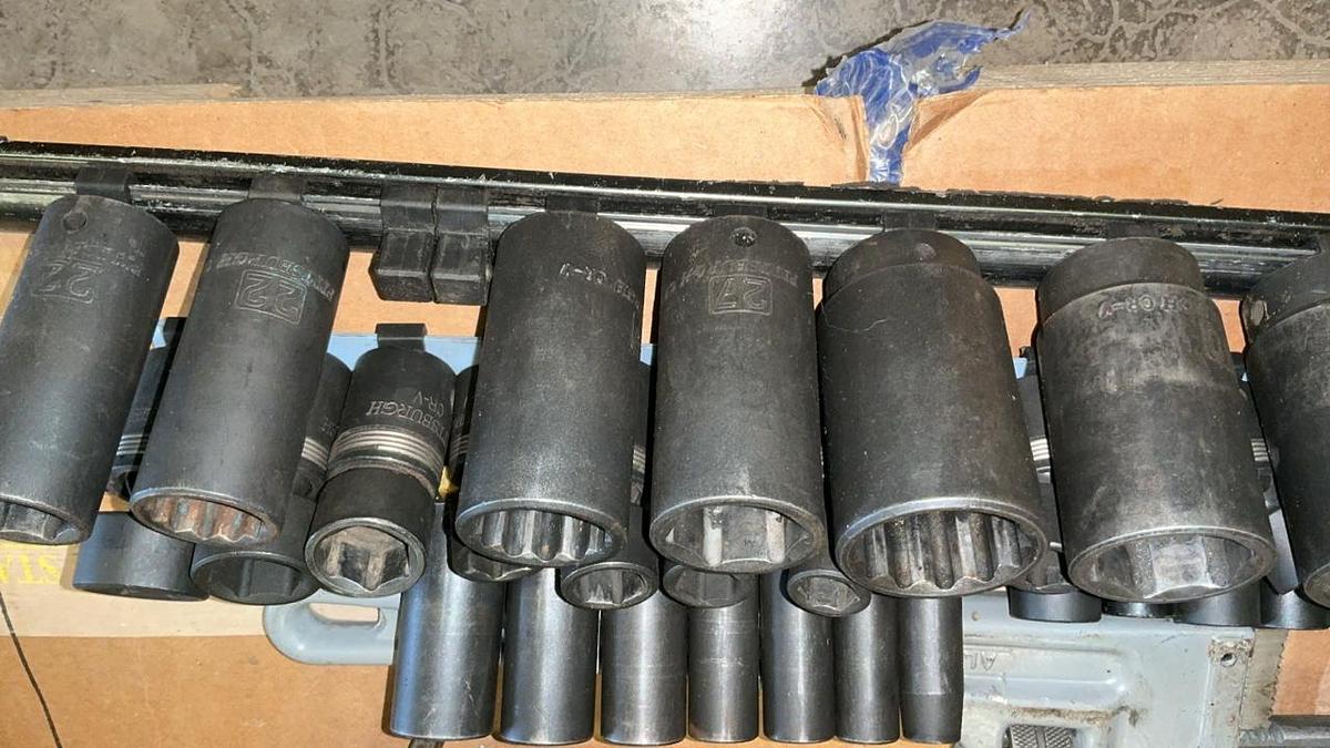 Used Hammers, 14” Pipe Wrench and Sockets