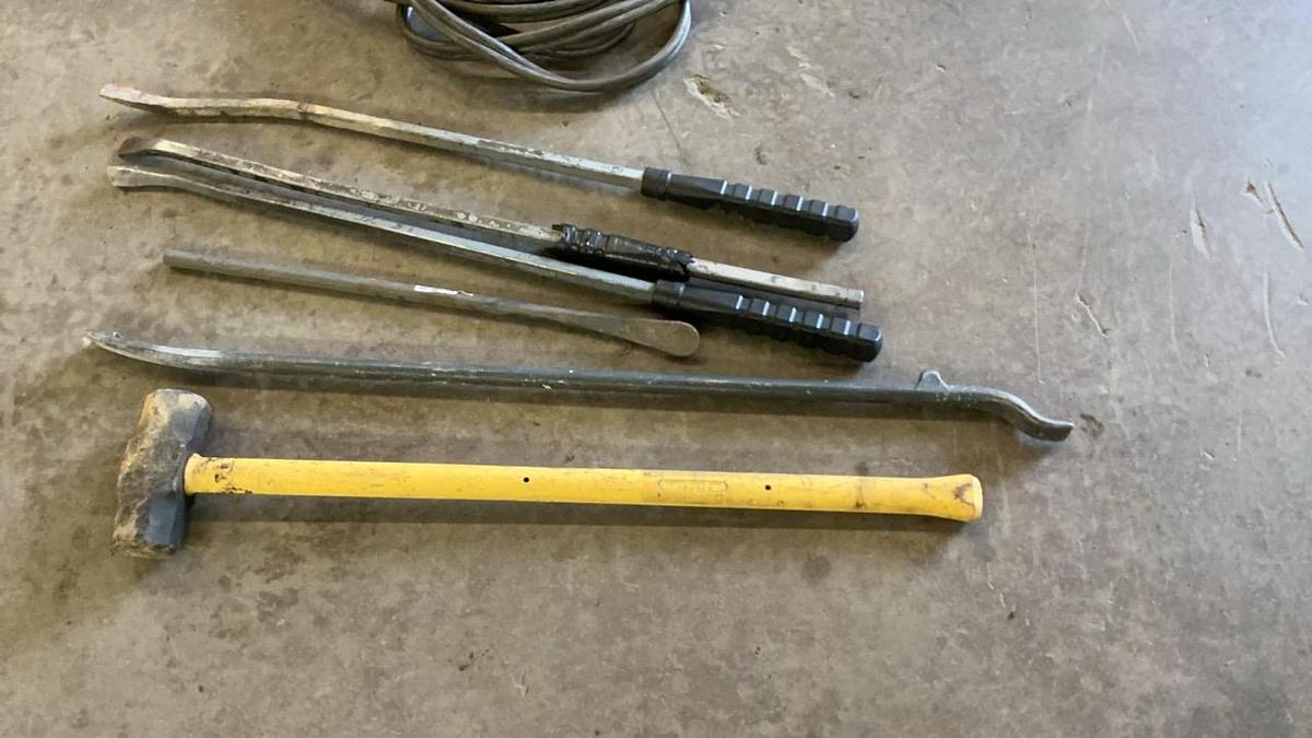 Used Sledge, Pry Bars, and Jumper Cables