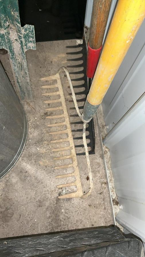 Used Chapin Professional Broadcast Hand Seeder, Grass seed, and Rakes
