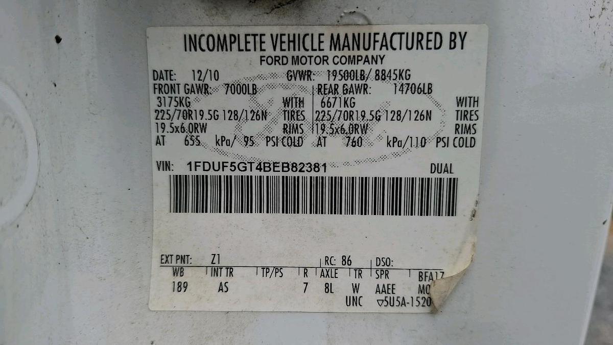 Used 2011 Ford F550 Box Truck