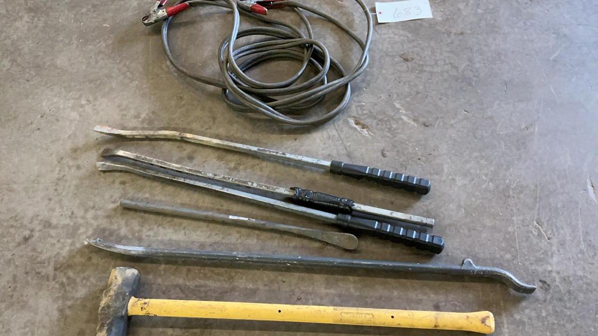 Used Sledge, Pry Bars, and Jumper Cables