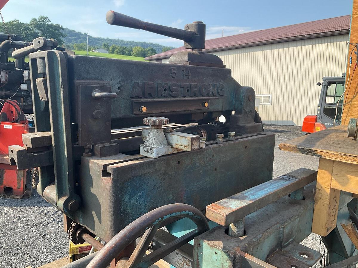 Used Armstrong Hammering Bench with Stretcher Roller and Welding Clamp