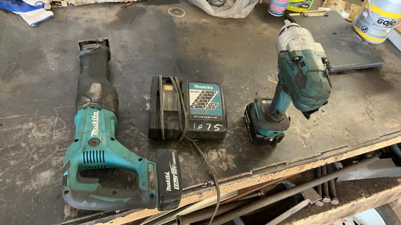 Used Makita Reciprocating Saw, Impact Driver, and Battery Charger