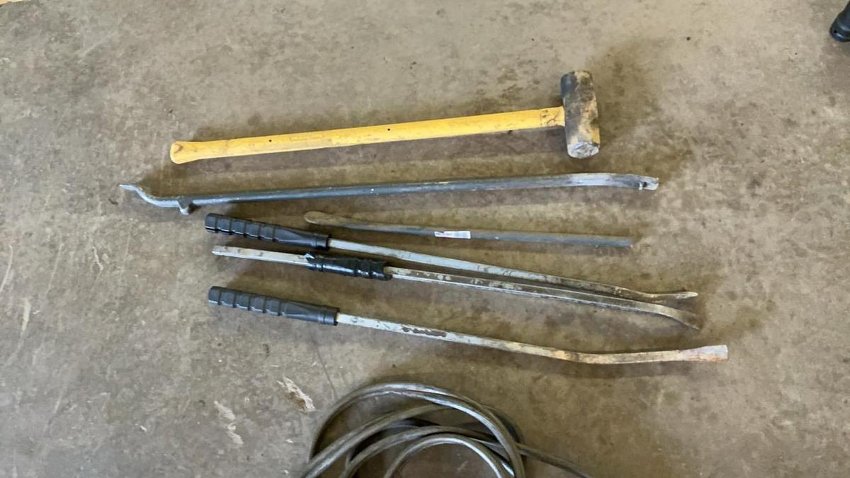 Used Sledge, Pry Bars, and Jumper Cables