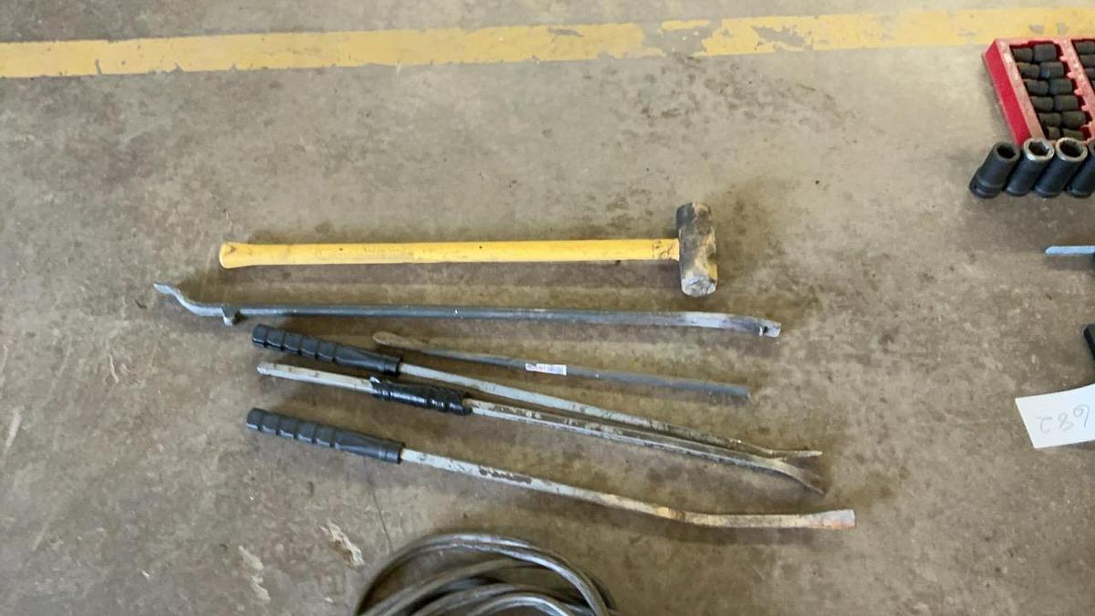 Used Sledge, Pry Bars, and Jumper Cables
