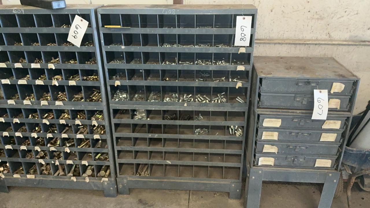 Used Bolt Storage Bin and Contents