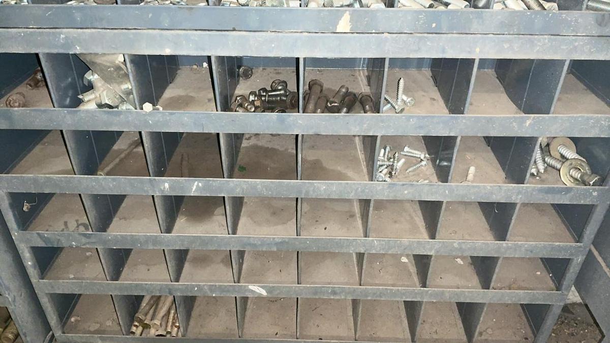 Used Bolt Storage Bin and Contents