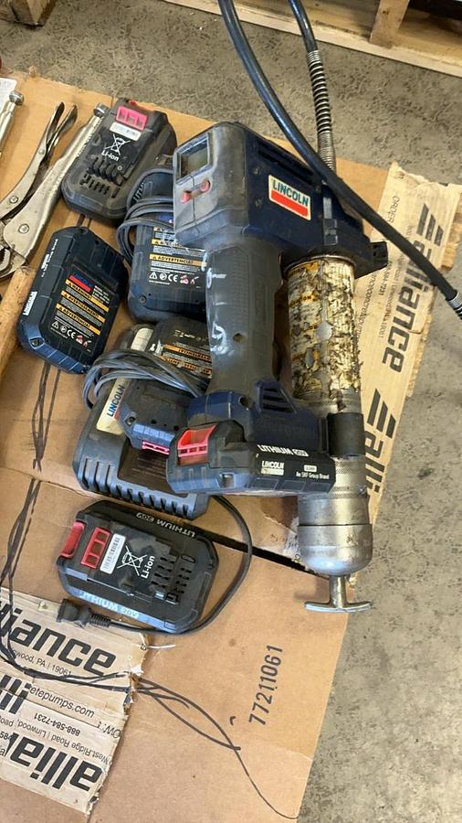 Used Lincoln Battery Grease Gun, Batteries, and Parts
