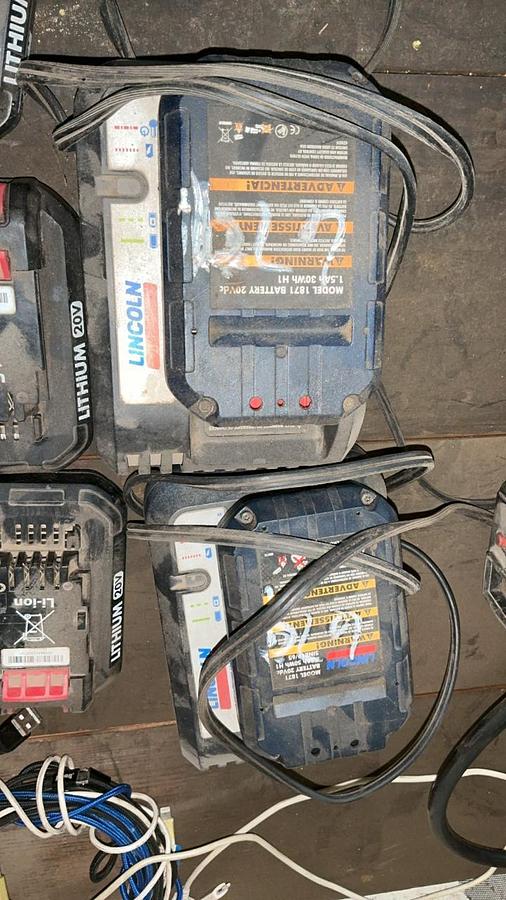 Used Lincoln Battery Grease Gun, Batteries, and Chargers