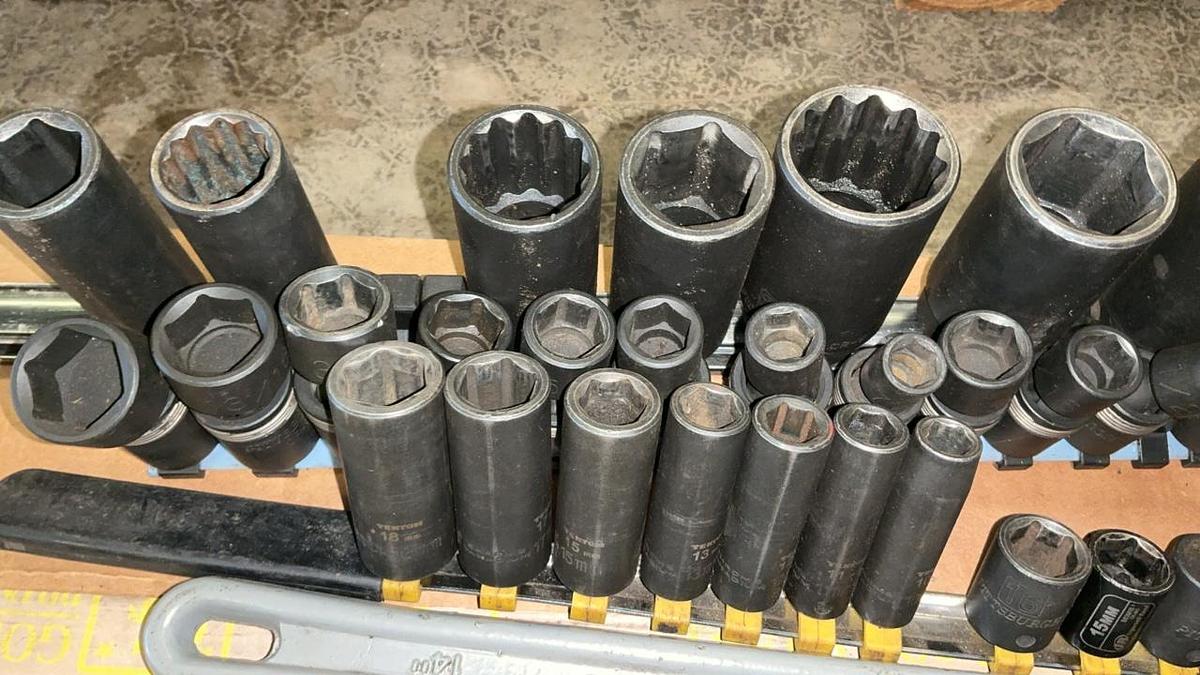 Used Hammers, 14” Pipe Wrench and Sockets