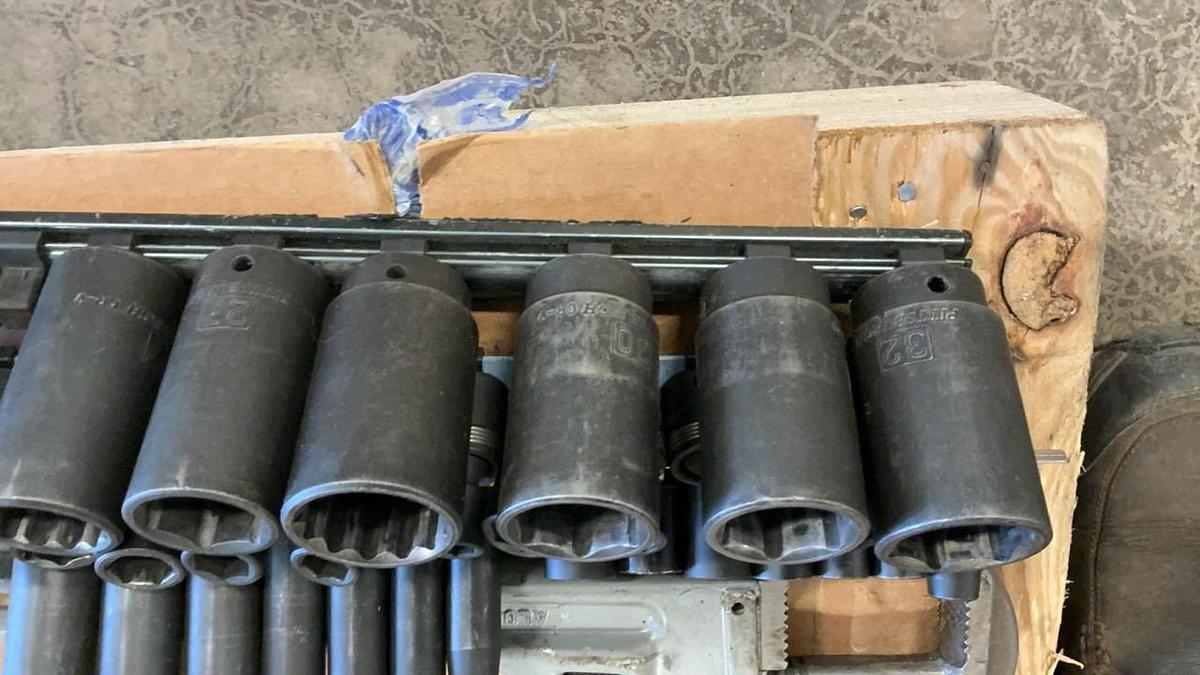 Used Hammers, 14” Pipe Wrench and Sockets