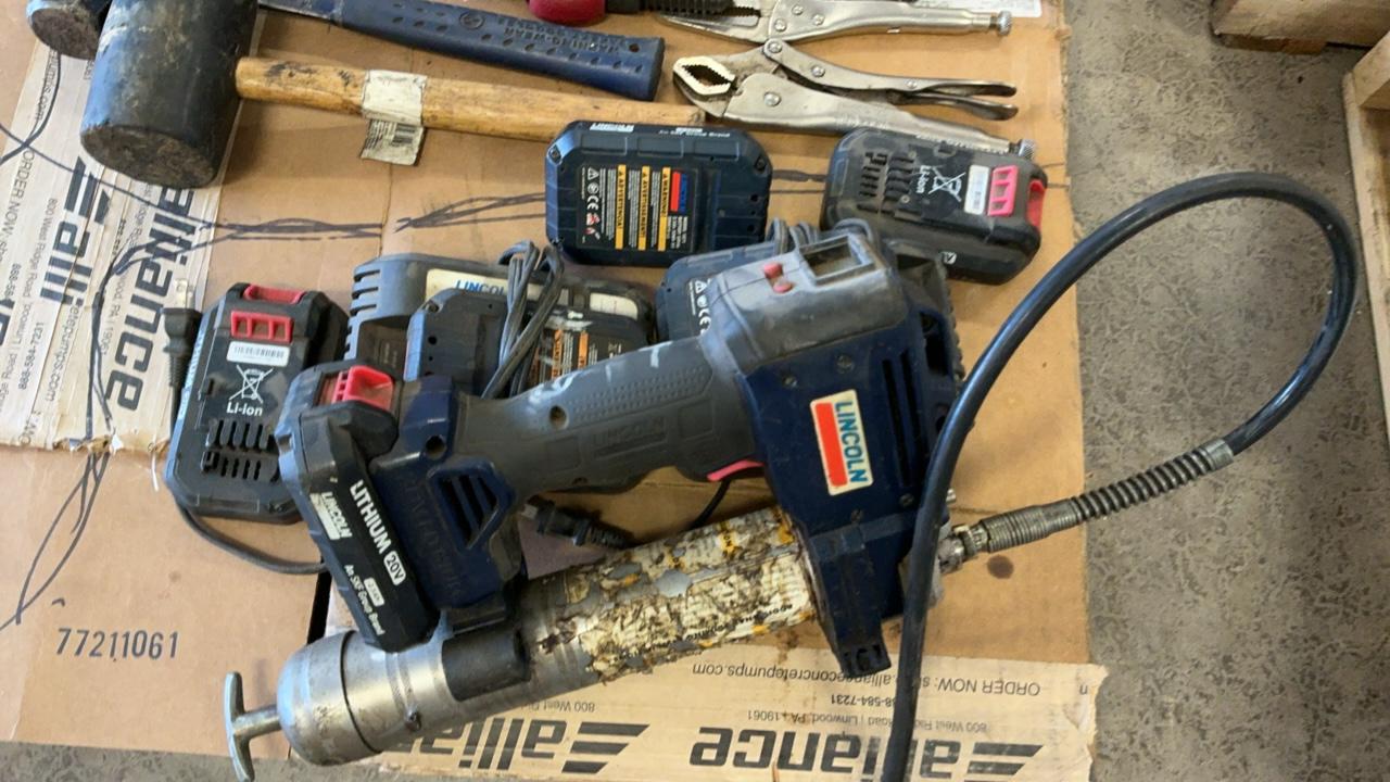 Used Lincoln Battery Grease Gun, Batteries, and Parts