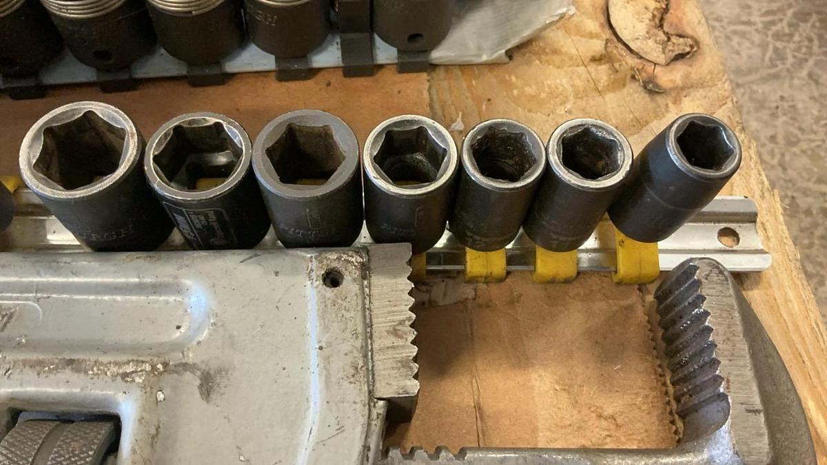 Used Hammers, 14” Pipe Wrench and Sockets