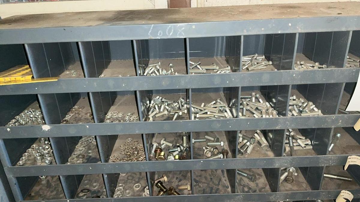 Used Bolt Storage Bin and Contents