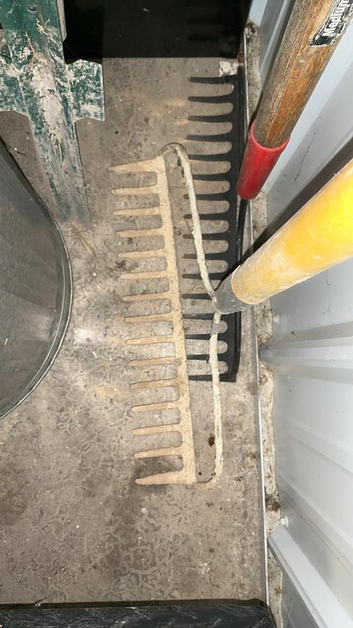 Used Chapin Professional Broadcast Hand Seeder, Grass seed, and Rakes
