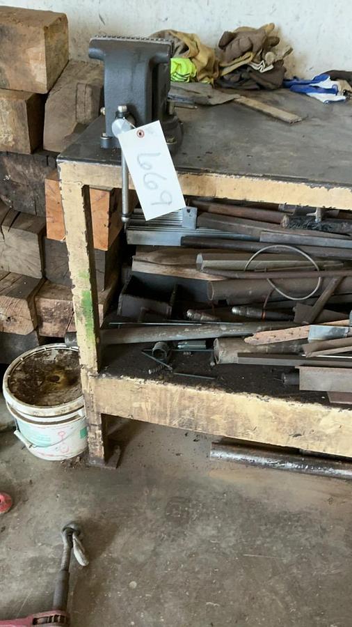 Used Steel Work Bench and Contents