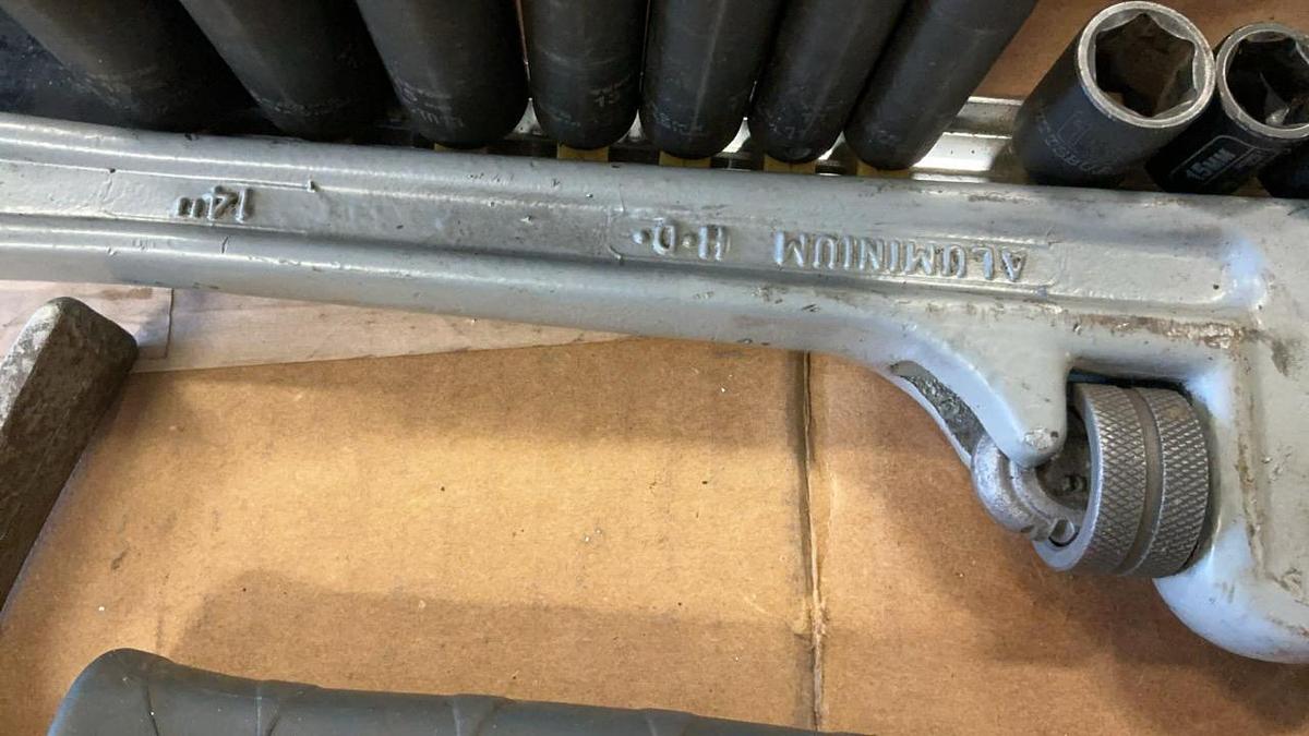 Used Hammers, 14” Pipe Wrench and Sockets