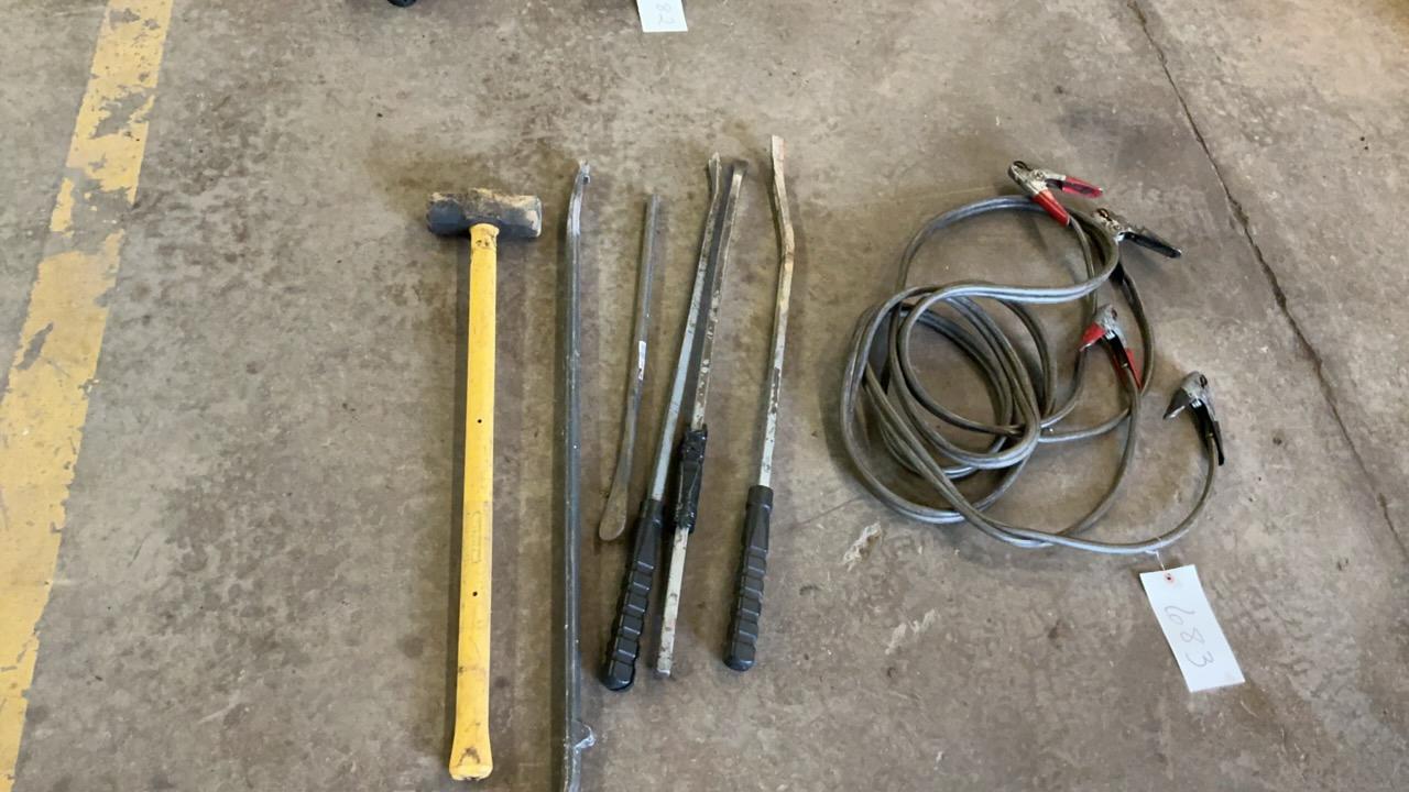 Used Sledge, Pry Bars, and Jumper Cables