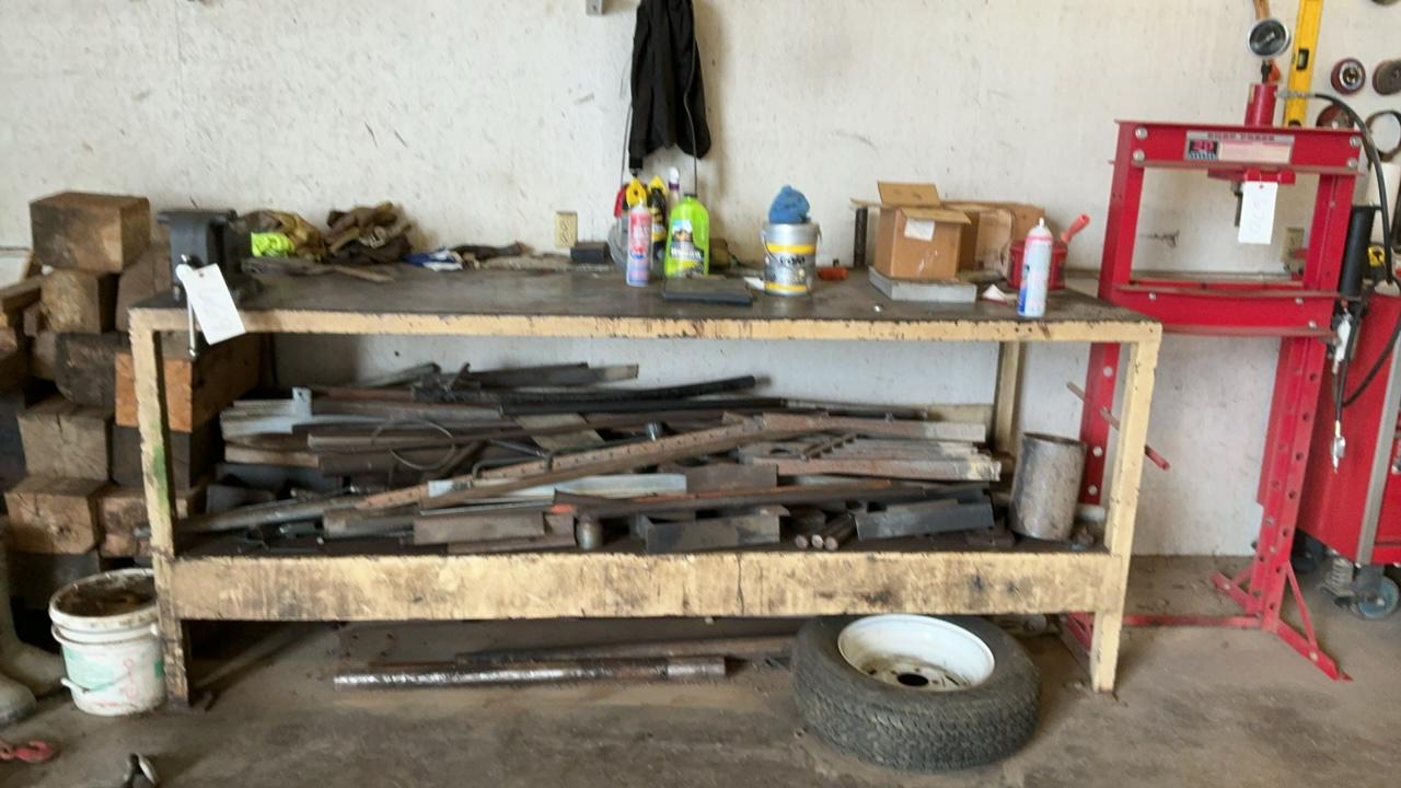 Used Steel Work Bench and Contents