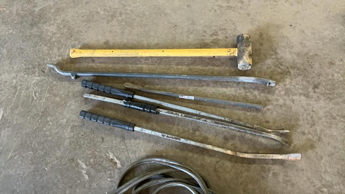 Used Sledge, Pry Bars, and Jumper Cables